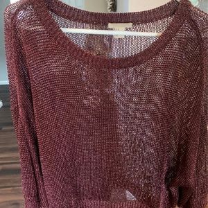 H&M Deep Berry mesh metallic crop top
